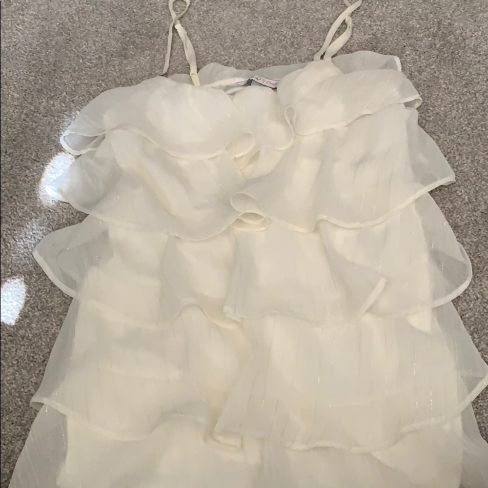Off white with silver strips ruffle shirt